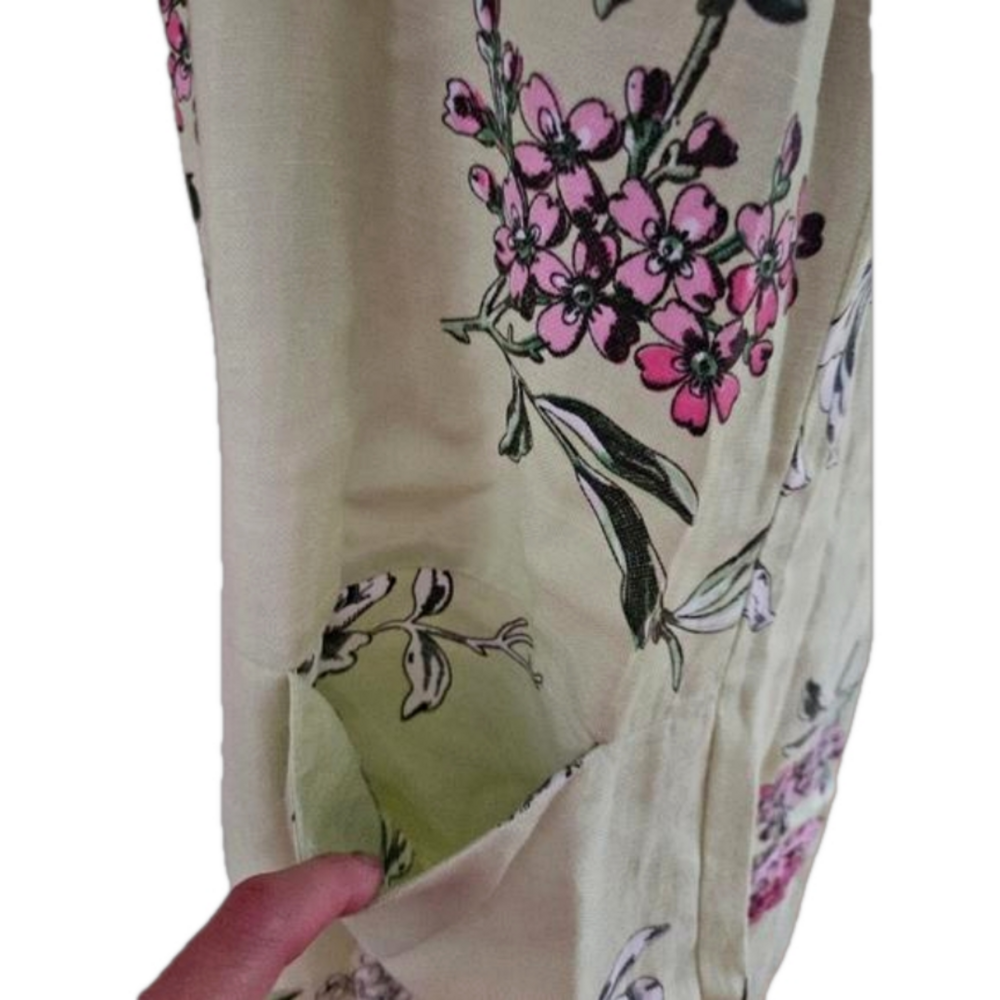 Joules Linen Green Floral Front Pockets Short Sleeve Shift Dress-Size 10 - Picture 3 of 6
